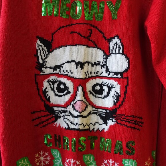 Ardene Meaowy Ugly Christmas Sweater Cat lady Xmas S SM Small - Picture 5 of 15